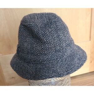 Vintage Harris Tweed Scottish 100% Wool Cable Car Clothier Brown Herringbone Hat
